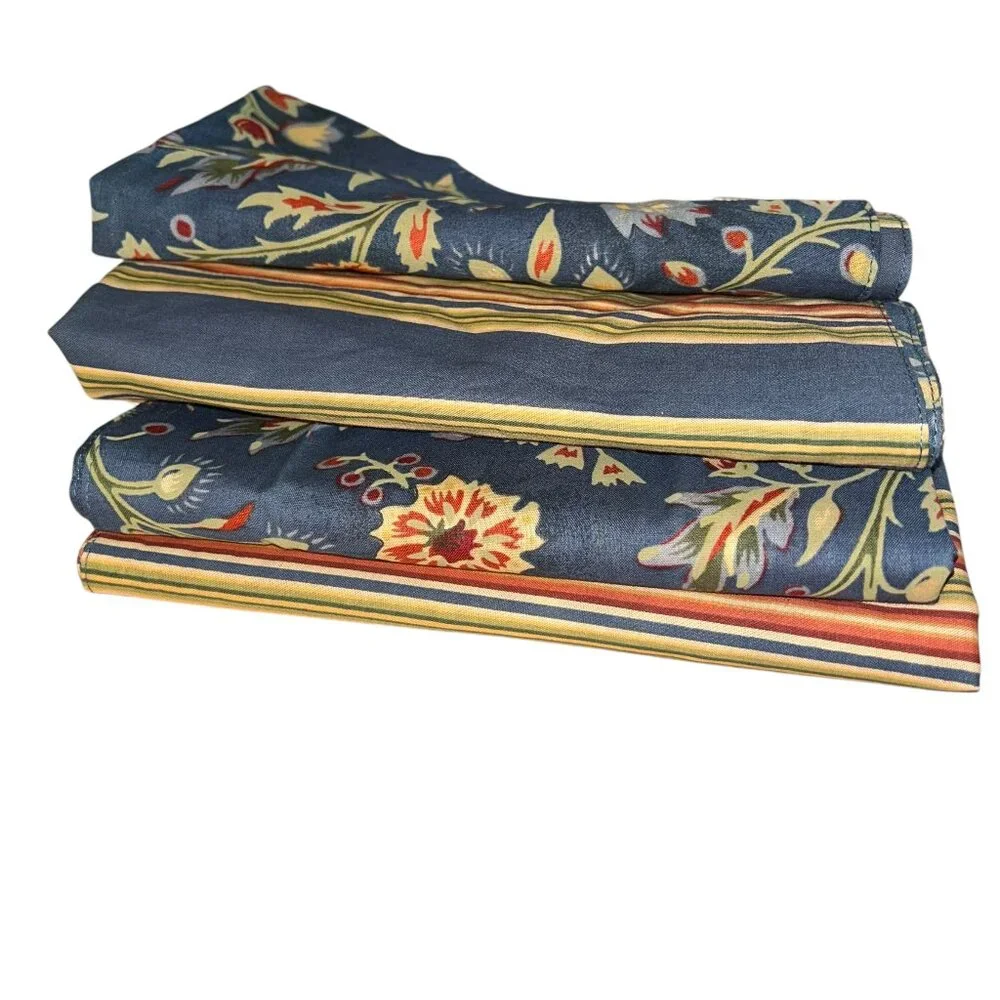 Wakefield French Provencal reversible flower stripes chambray cotton four napkin